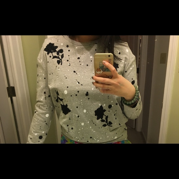 Splatter Paint Gray Sweater - Picture 1 of 3